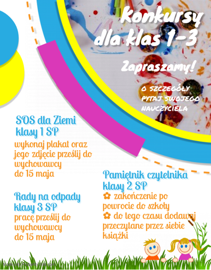 Zapraszamy uczniów klas 1-3 SP do udziału w konkursach