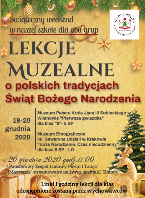 Świąteczny weekend w szkole – lekcje muzealne on line