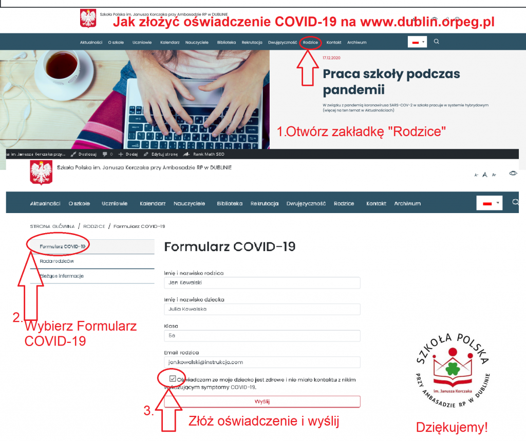 Powrót do szkoły – oświadczenie o zdrowiu ucznia przed powrotem do szkoły