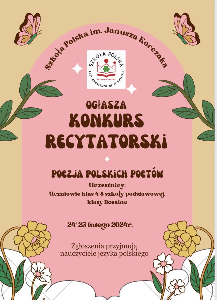 Zaproszenie do udziału w konkursie recytatorskim