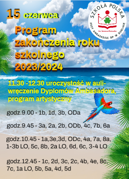 Uroczyste zakończenie roku szkolnego – zaproszenie