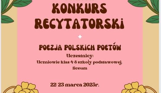 Konkurs recytatorski dla uczniów starszych – zaproszenie